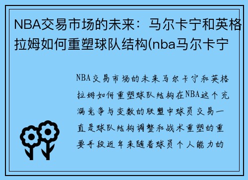 NBA交易市场的未来：马尔卡宁和英格拉姆如何重塑球队结构(nba马尔卡宁潜力)